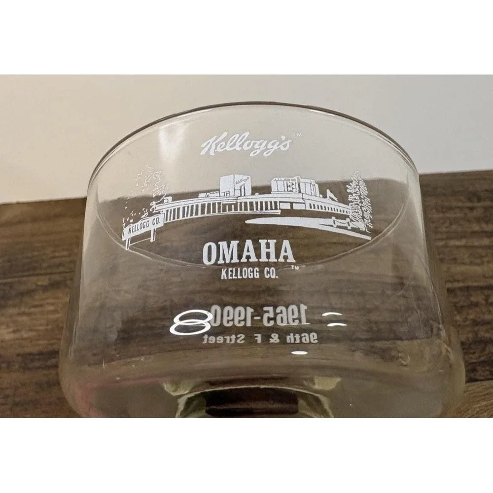 Vintage Kelloggs Company Omaha Nebraska  Footed Goblet Glass Square Base 1990